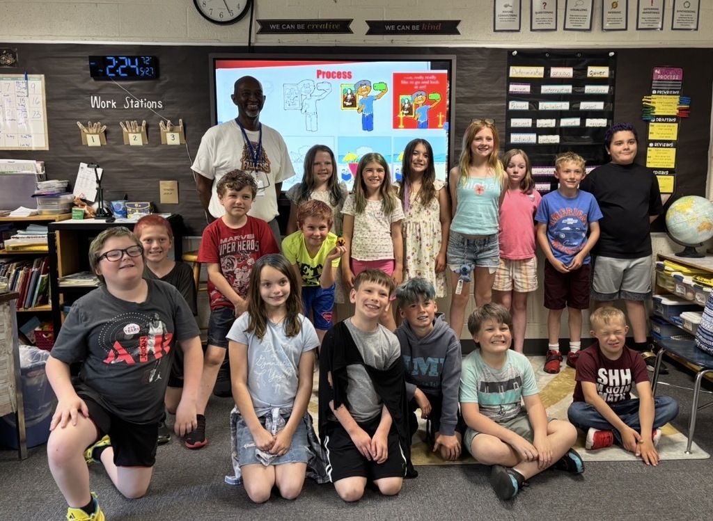 Pentwater students in all grades enjoyed a special visit from author/illustrator, James Edward Burks.
