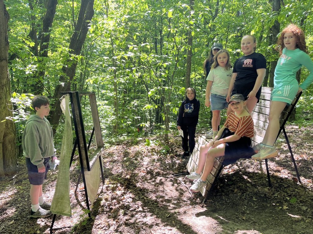 Students enjoying the exhibits at the MI Legacy Art Park