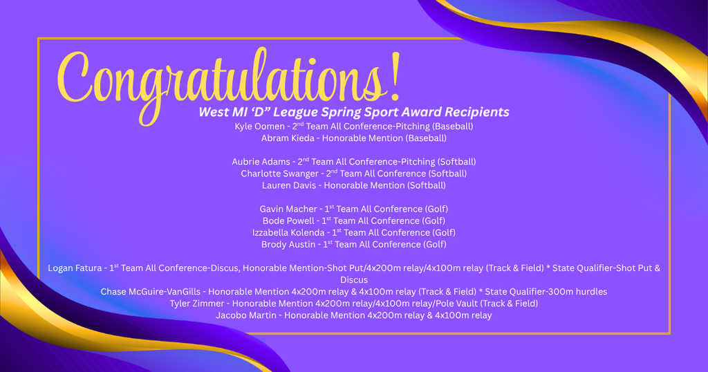 Congratulations = Spring Athletes