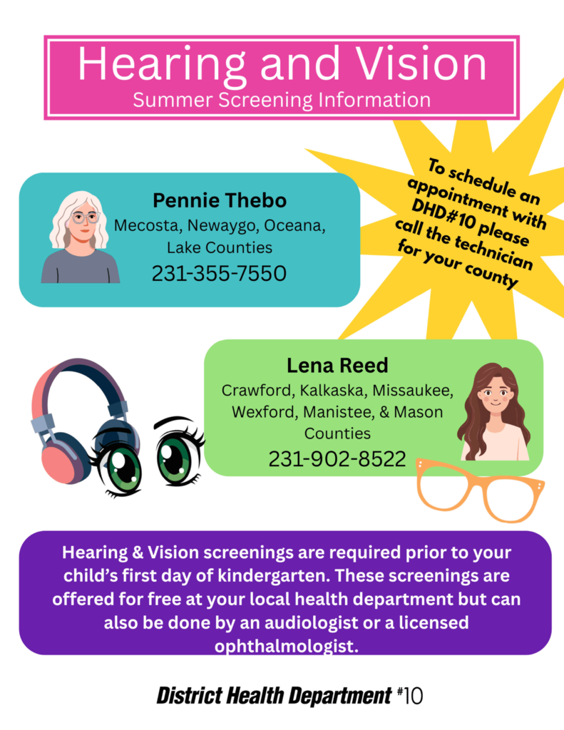 Hearing and Vision Summer Screening Information Flyer - DHD #10