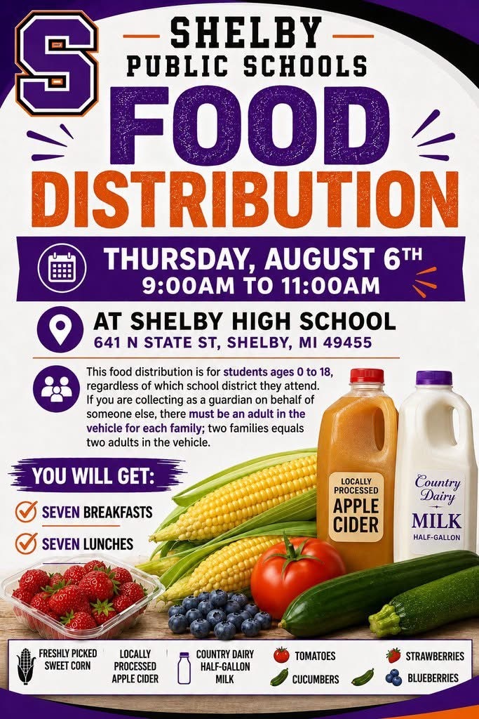 Food Distribution Flyer - August 6 - Shelby High School