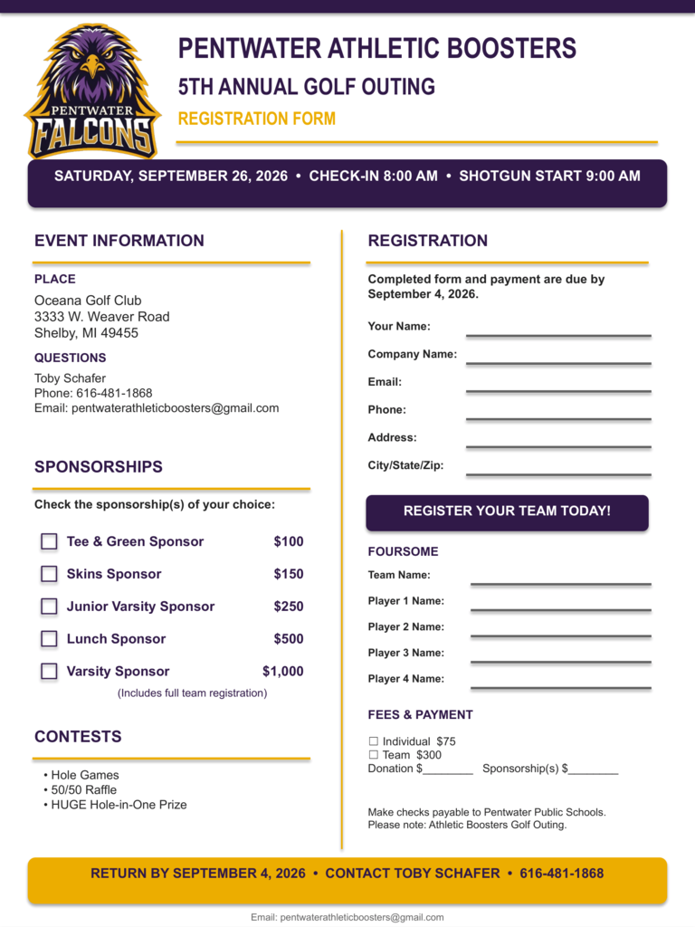 5th Annual Golf Outing Flyer - Athletic Boosters 9/26/26