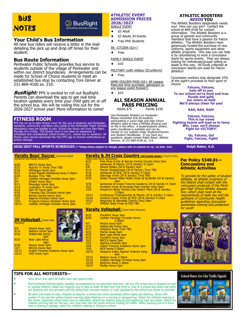 August 2026 Newsletter Insert Page #1