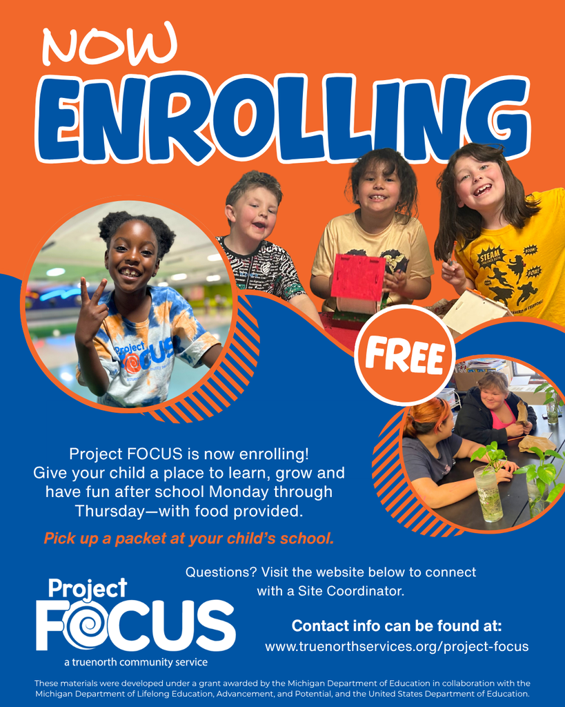 Project Focus is now enrolling for the 2026-2027 school year. Please contact site coordinator Betsy Bouye for more information