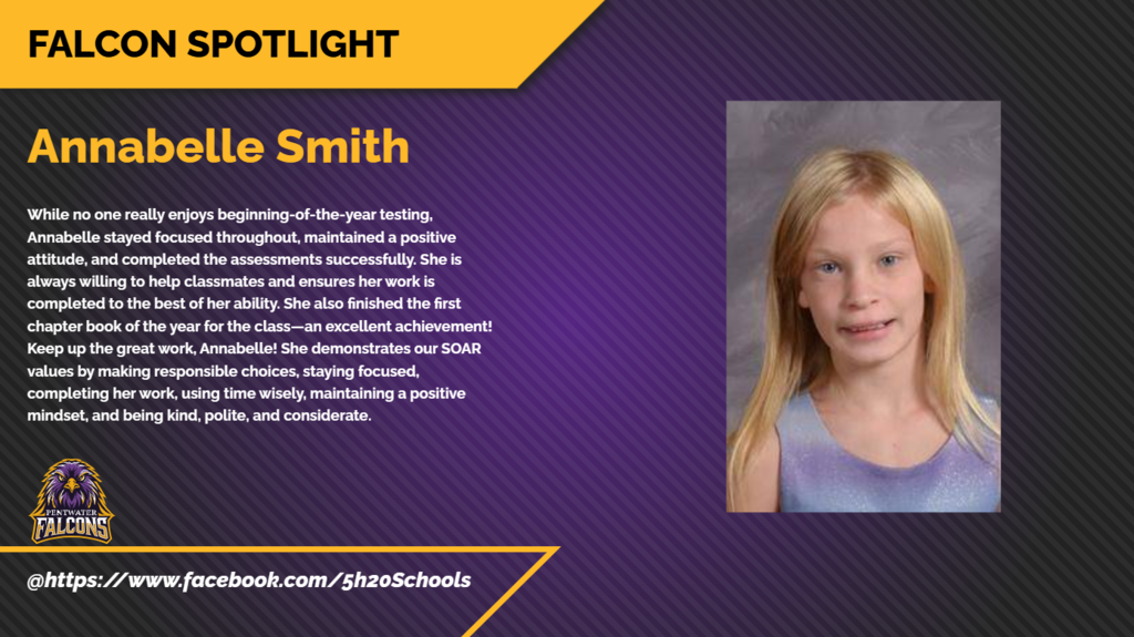Annabelle Smith Falcon Spotlight winner for the week of September 14th