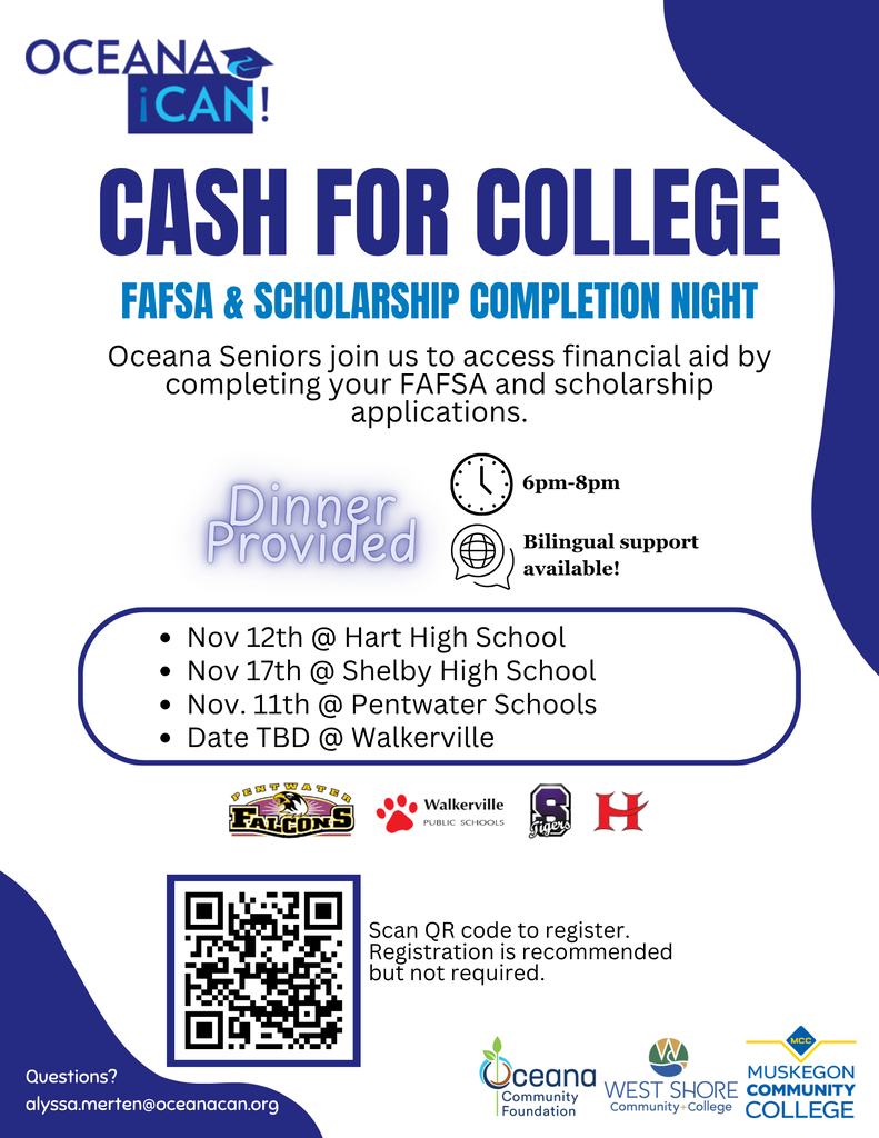 Cash for College Flyer with dates and QR code to register