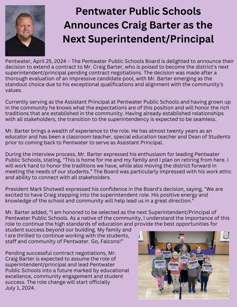 Supt./Principal Official Announcement