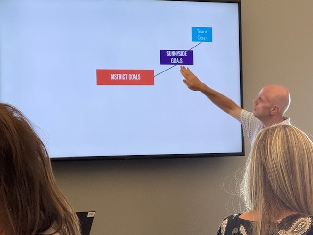 Presenter at workshop explaining a diagram
