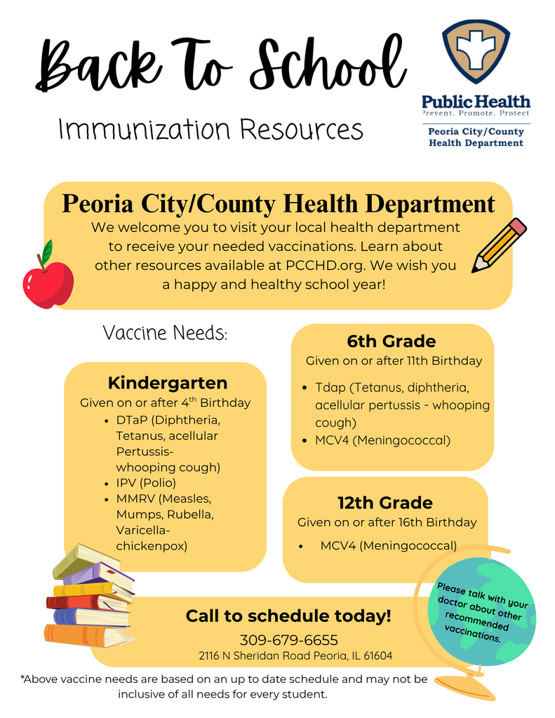 October 15 is the deadline for required school vaccinations.
