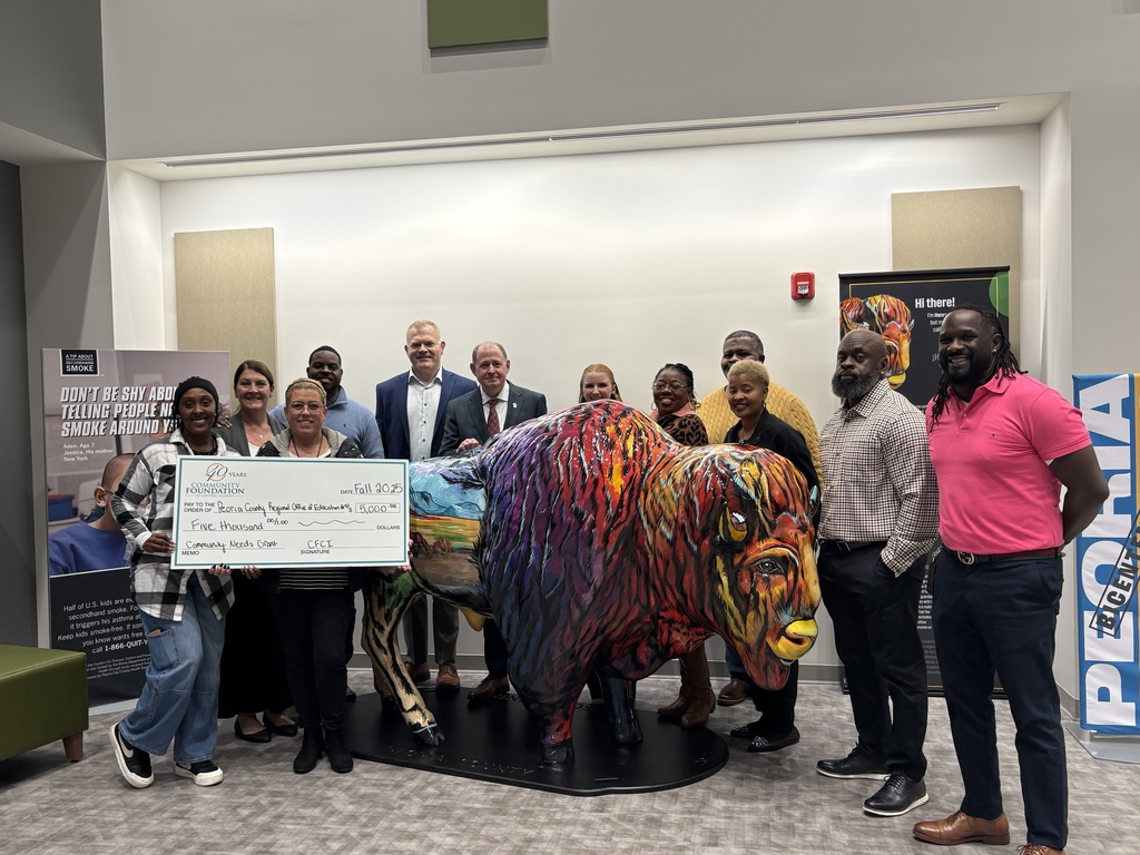 ROE Family Support Specialists receiving a grant from Community Foundation of Central Illinois