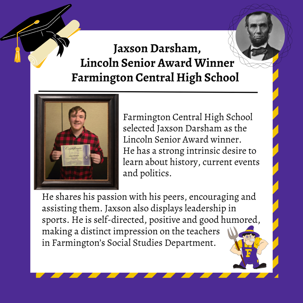 Jaxson Darsham 2026 Senior Lincoln Award Winner
