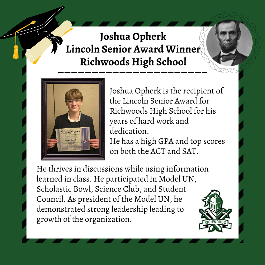 Lincoln Senior Award Winner Joshua Opherk