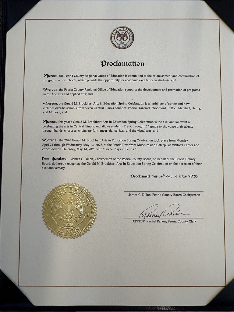 Proclamation from Peoria County Board celebrating the 41st anniversary of the GMB Spring Celebration