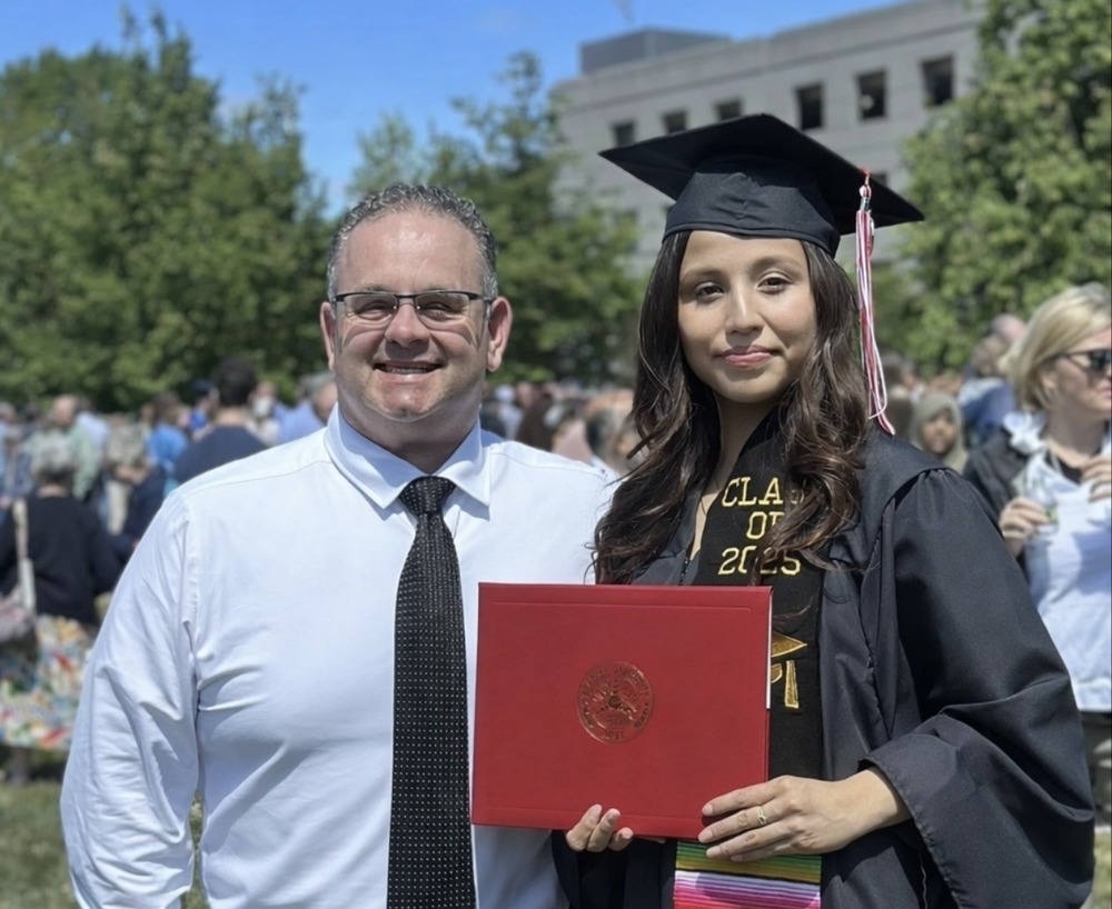 Mr. Rice and Areli Gomez graduation photo