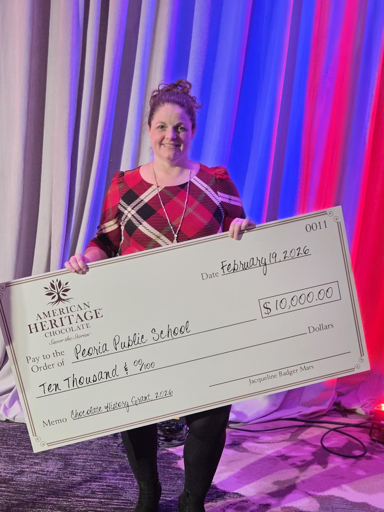 Dawson with grant check