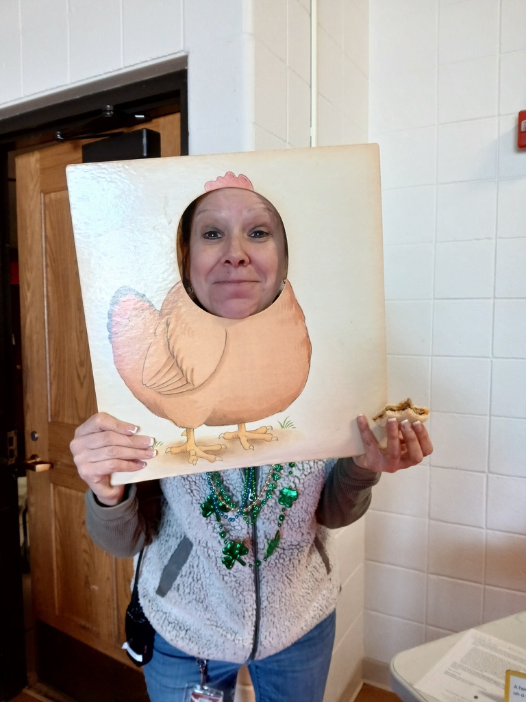 Staff with chicken prop
