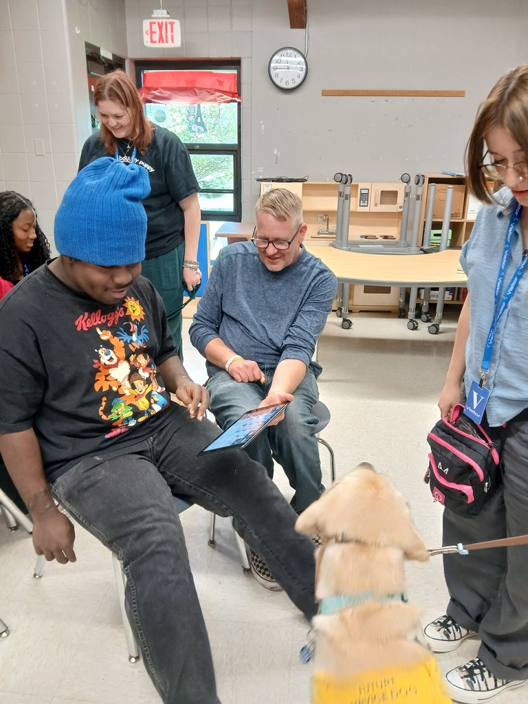 student and dog