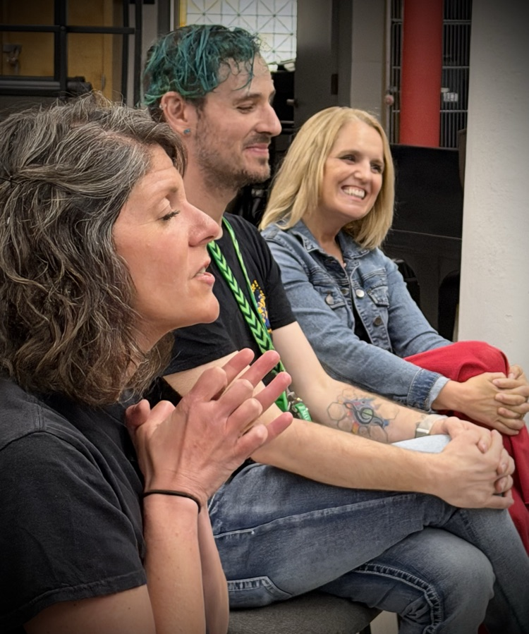 Dr. Boulton, Mr. Lohrer, and Chorale’s fantastic accompanist Michelle Brower look on while Bradley students answer questions. They also stepped in to answer some themselves.