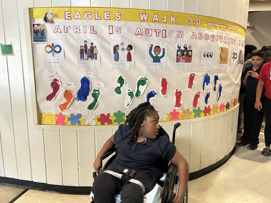 student with footprints