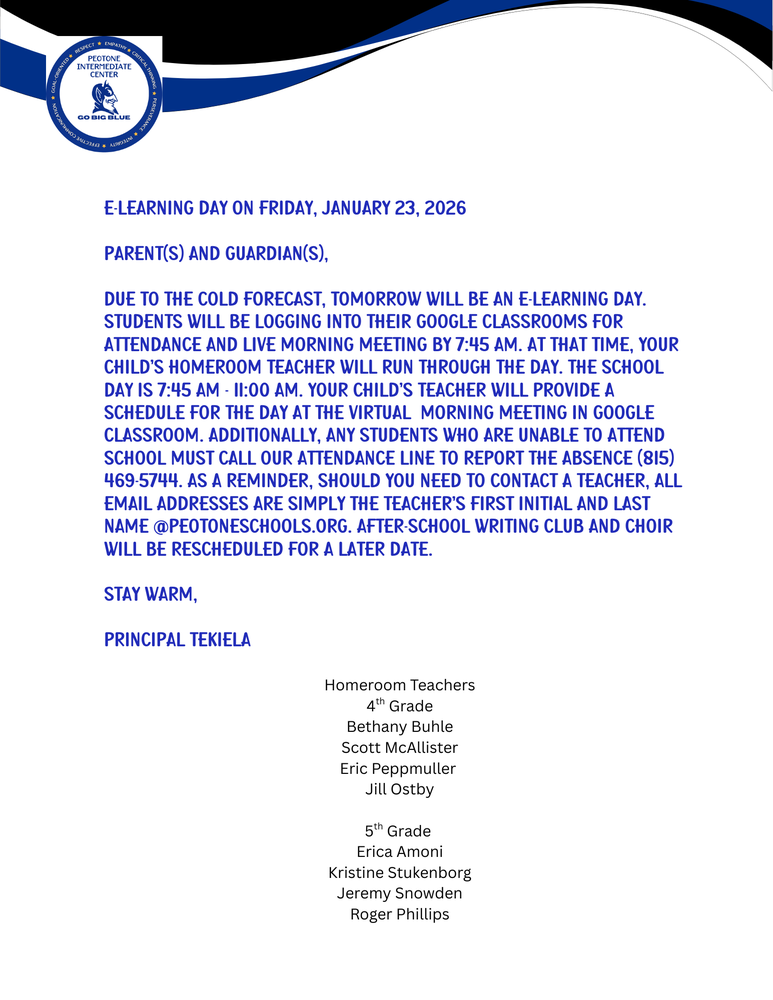 E-Learning Day 1/23/26