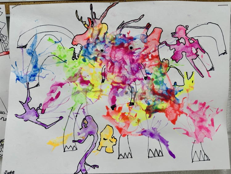 K-2 Art: Colorful Ghosts / Monsters #SupportTheArts