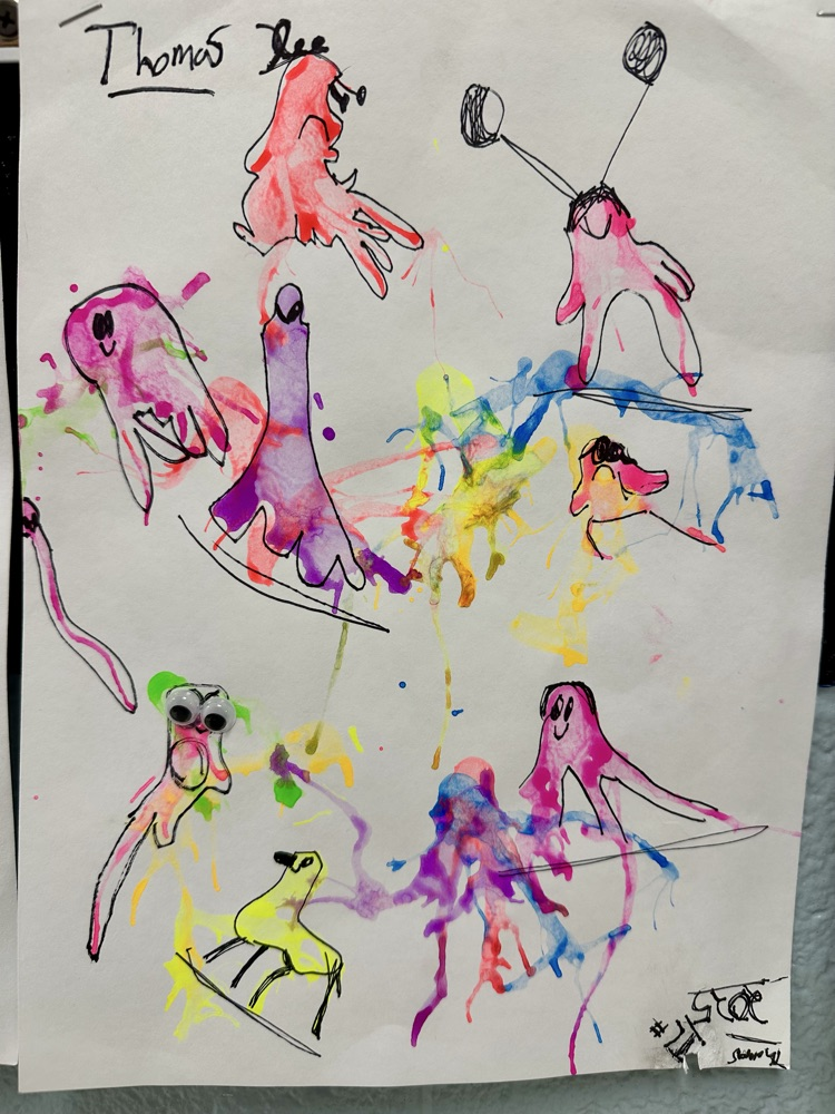 K-2 Art: Colorful Ghosts / Monsters #SupportTheArts