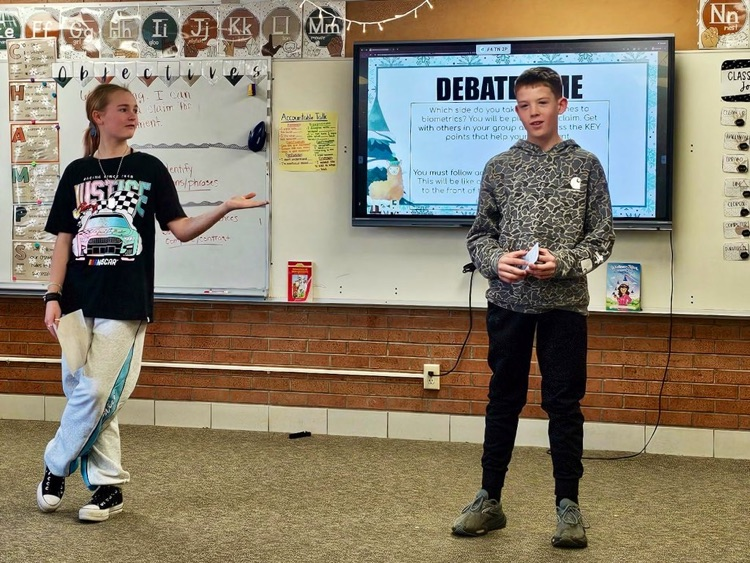 6th Grade ELA: Mrs. Armstrong’s students have been reading about biometrics. Today they held a mini debate to address varying positions regarding the help/harm of biometric data. 🗣️ #publicspeaking #debate
