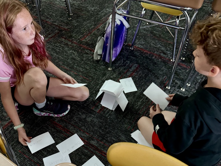 Science stem challenge. Students had to work with partners, writes similarities on notecards, and use those notecards to build the tallest tower. 