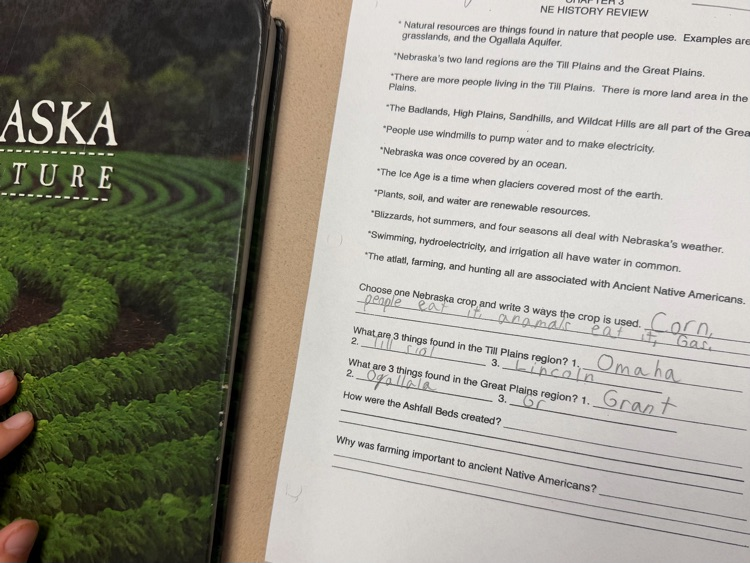 4th Grade Nebraska History: Mr. Snyder’s students are answering review questions in prep from their upcoming test. #NebraskaHistory