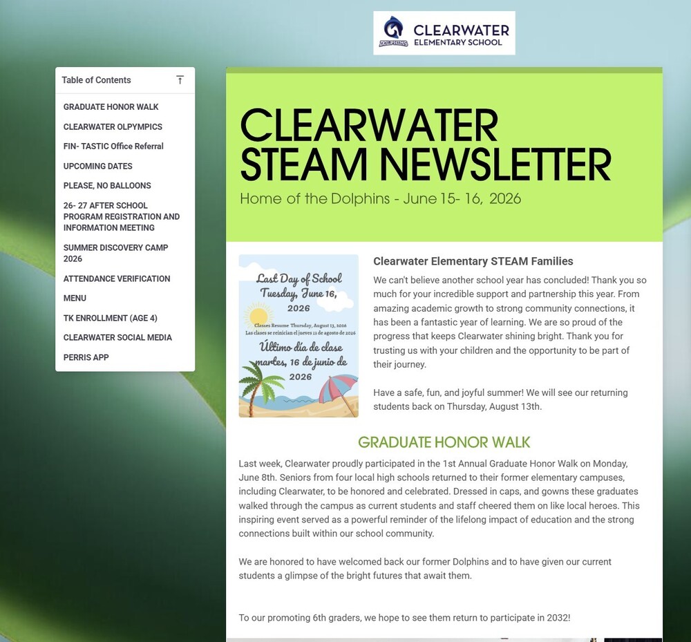 Clearwater Newsletter