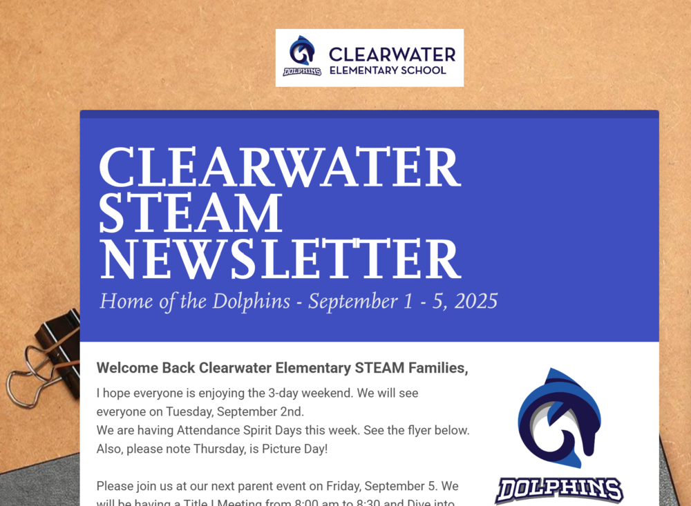 Clearwater STEAM Newsletter August 25 - 29, 2025