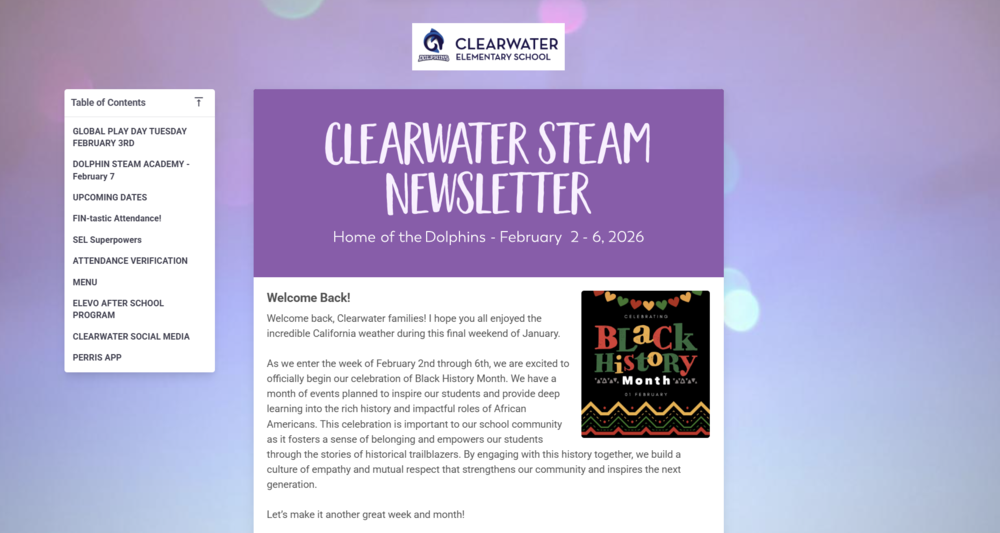 Clearwater Newsletter