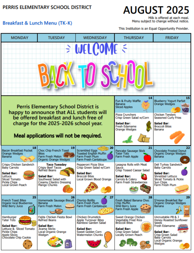 Lunch menu