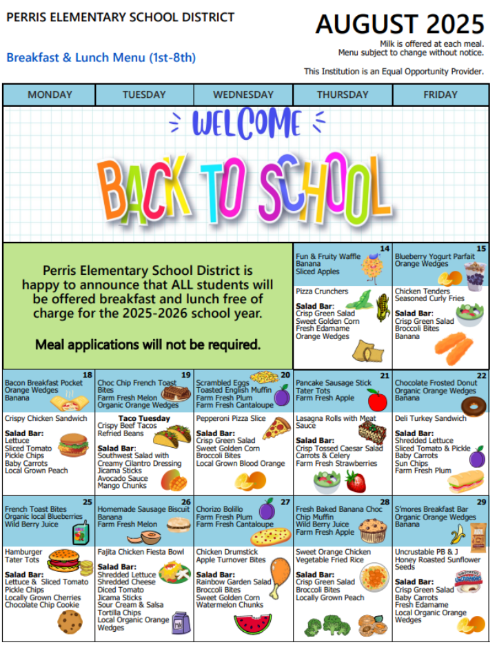 Lunch menu
