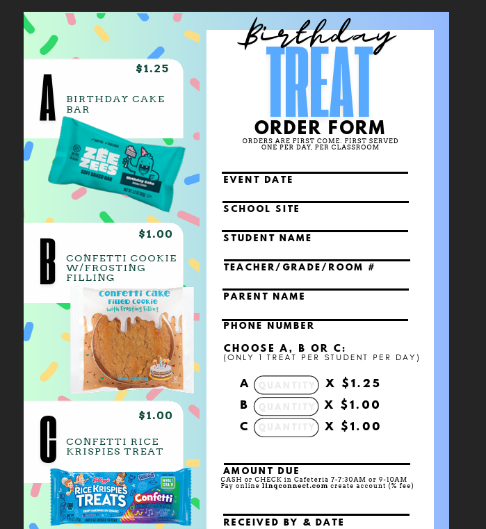 Birthday Treat Form