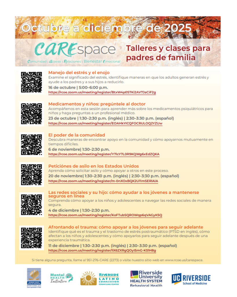 Oct-Dec CareSpace Parent Workshops