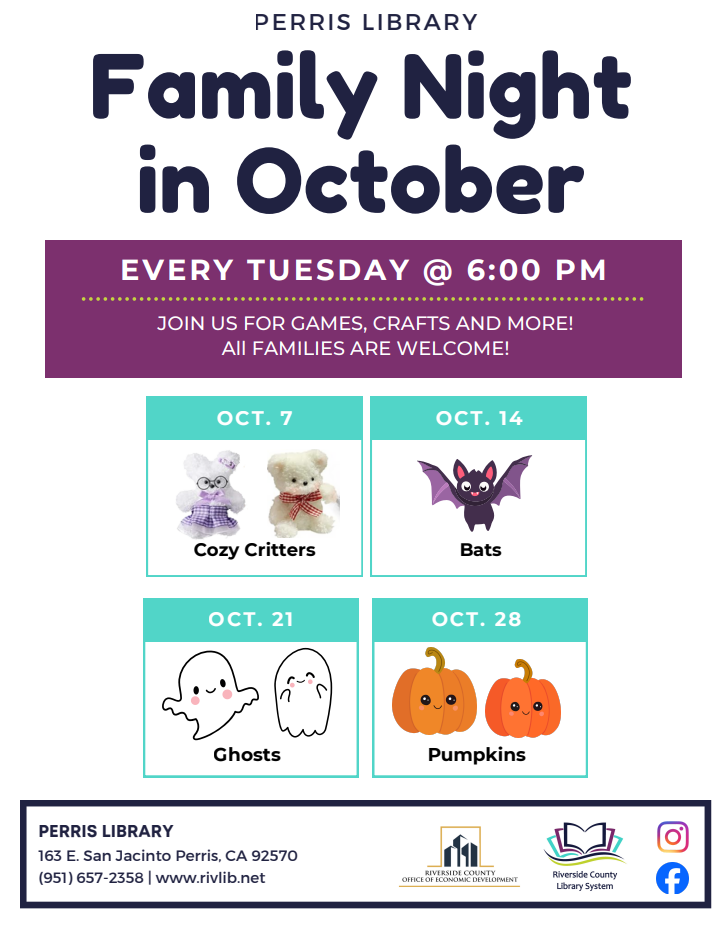 Perris Public Library October Activities