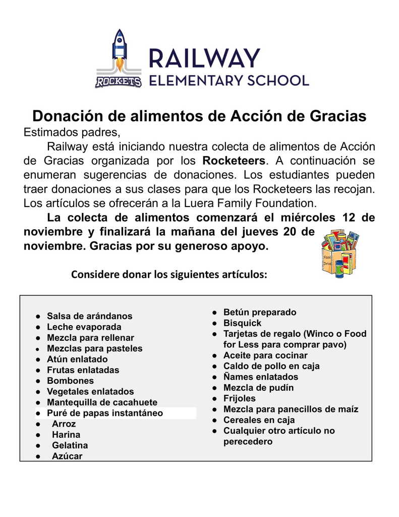 Donations de alimentos de Acción de Gracias