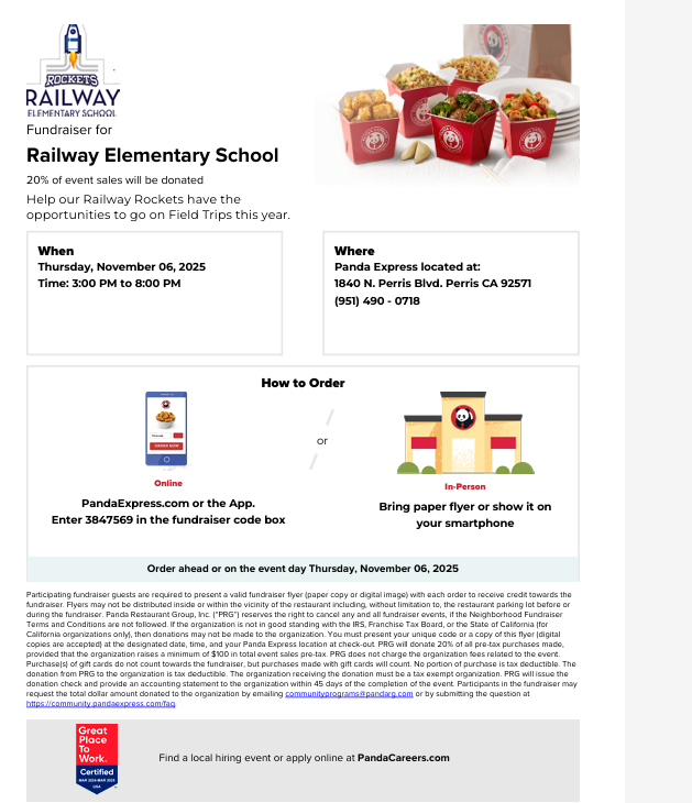 Panda Express Fundraiser