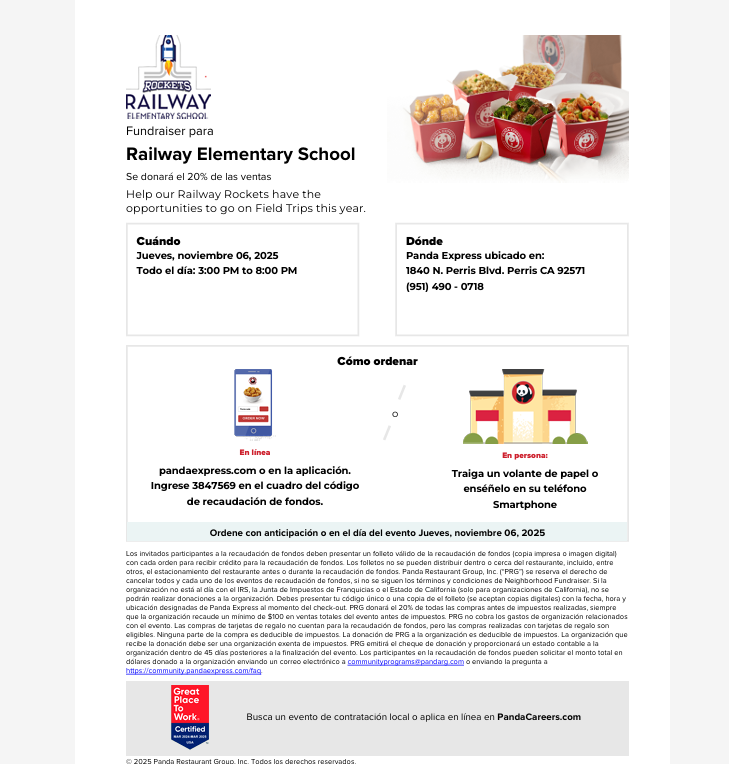 Panda Express Fundraiser