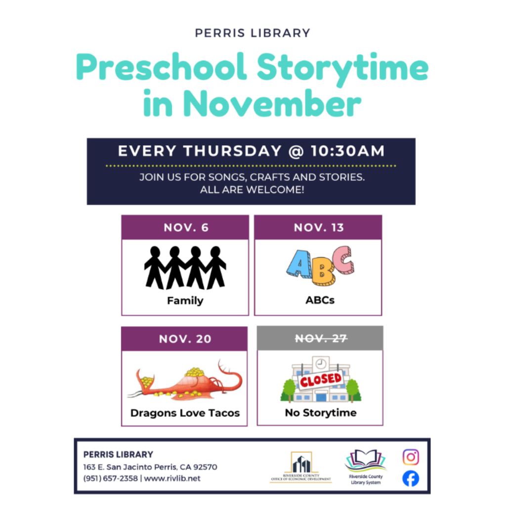 Perris Public Library November Events/Activities