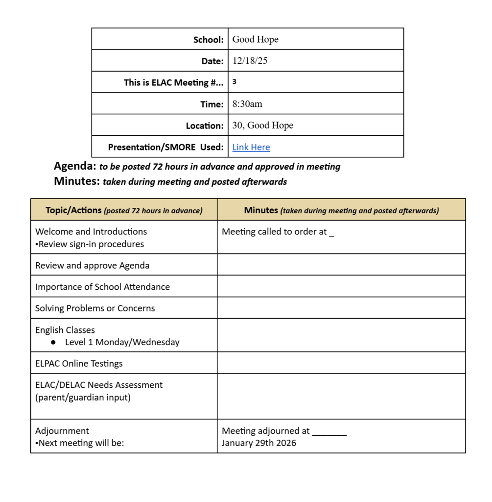 ELAC Agenda 12/18/25