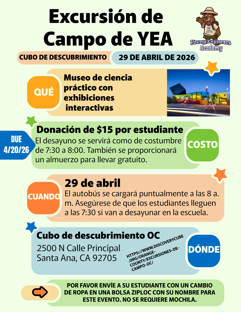 YEA Field Trip Info - S