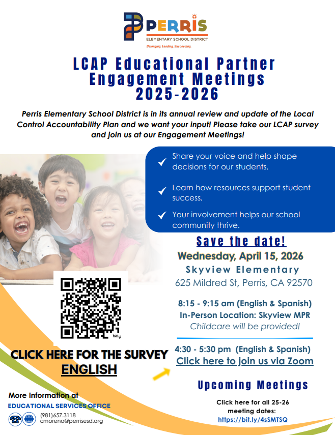  LCAP Educational Partner Meeting Wednesday April 15 at Skyview 