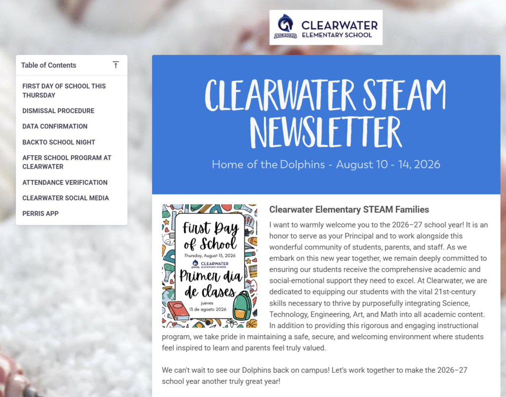 Clearwater Newsletter