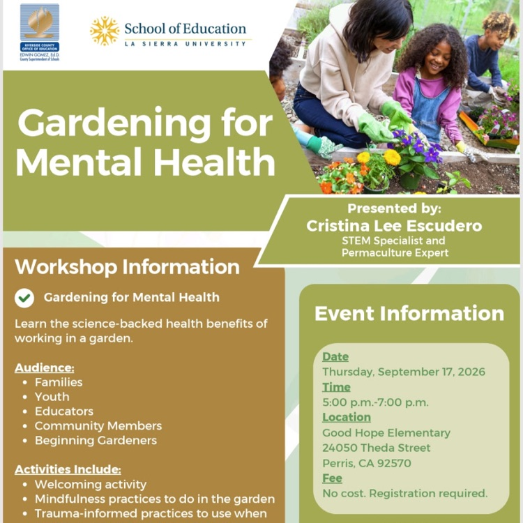 mental health gardening flyer 