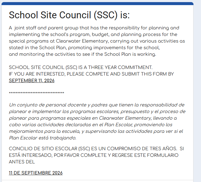 School Site Council Nomination Form