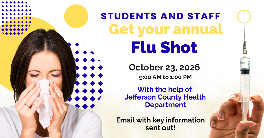 Flu shot clinic at USD 343 10/23/26 9am-1pm