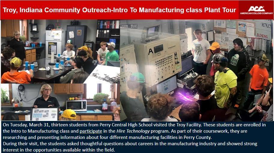 Students touring manufacturing facility