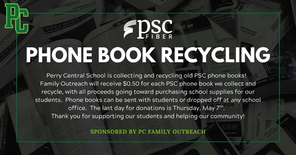 Phone book recycling now through May 7th